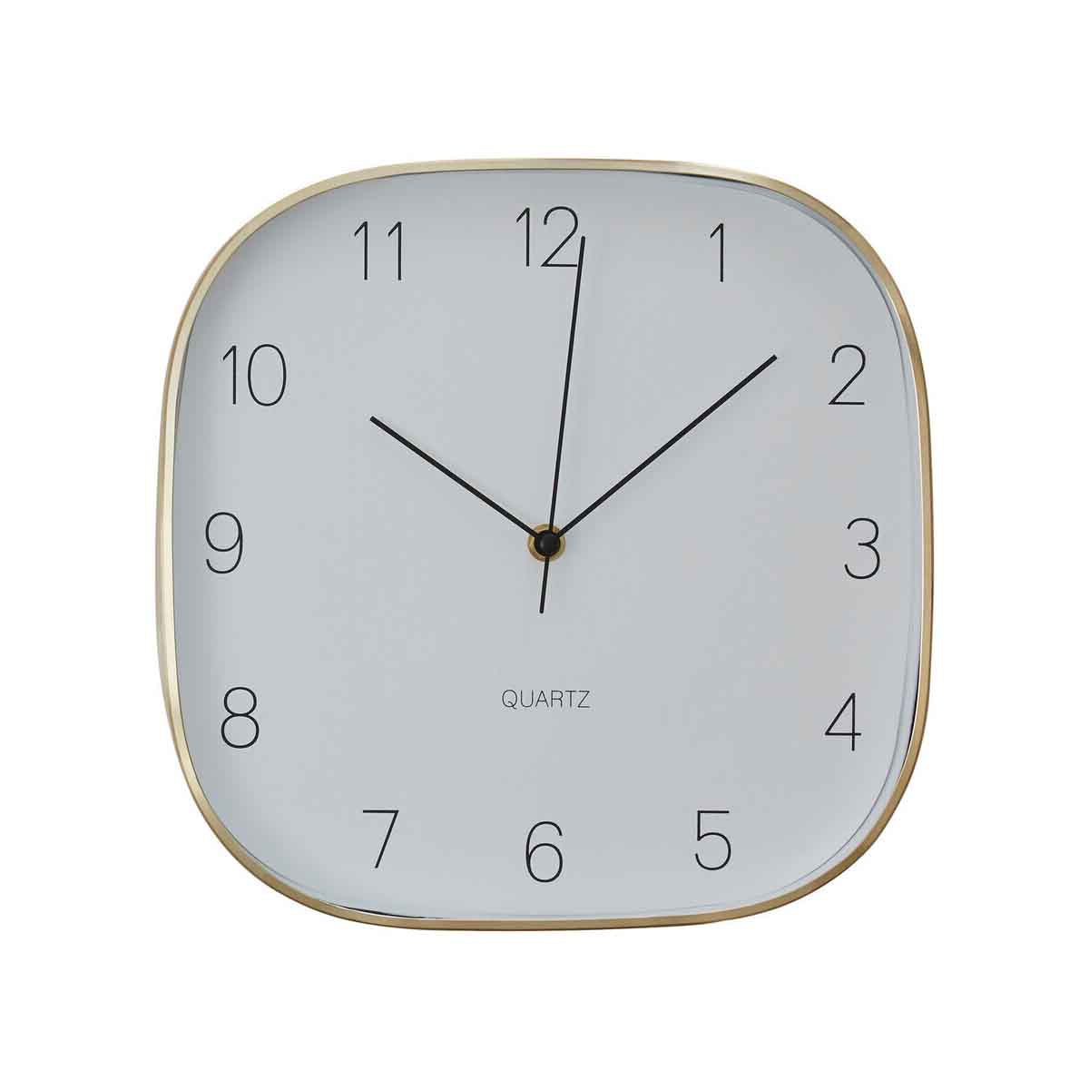 Elko Square Gold Finish Case Wall Clock
