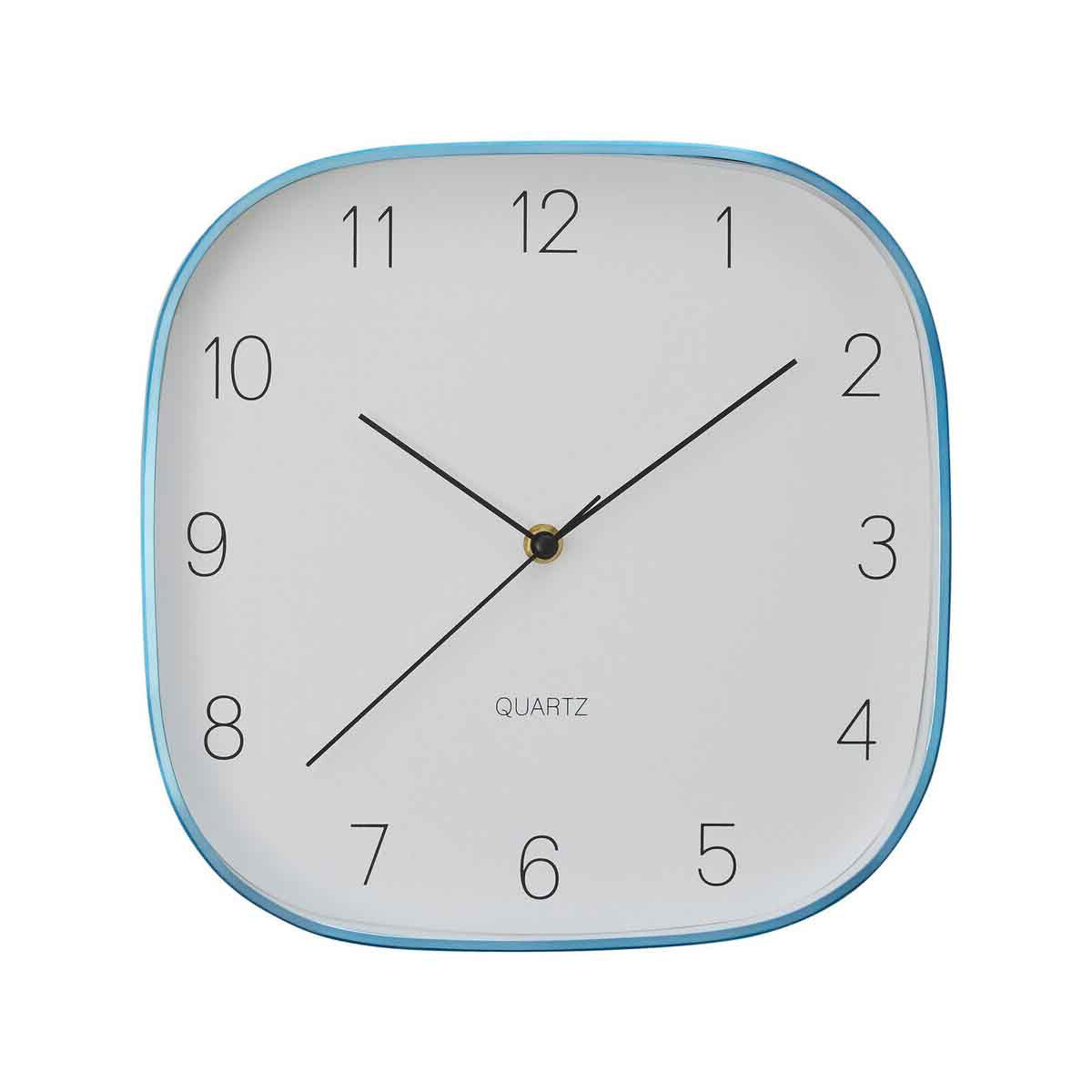 Elko Square Blue Finish Case Wall Clock
