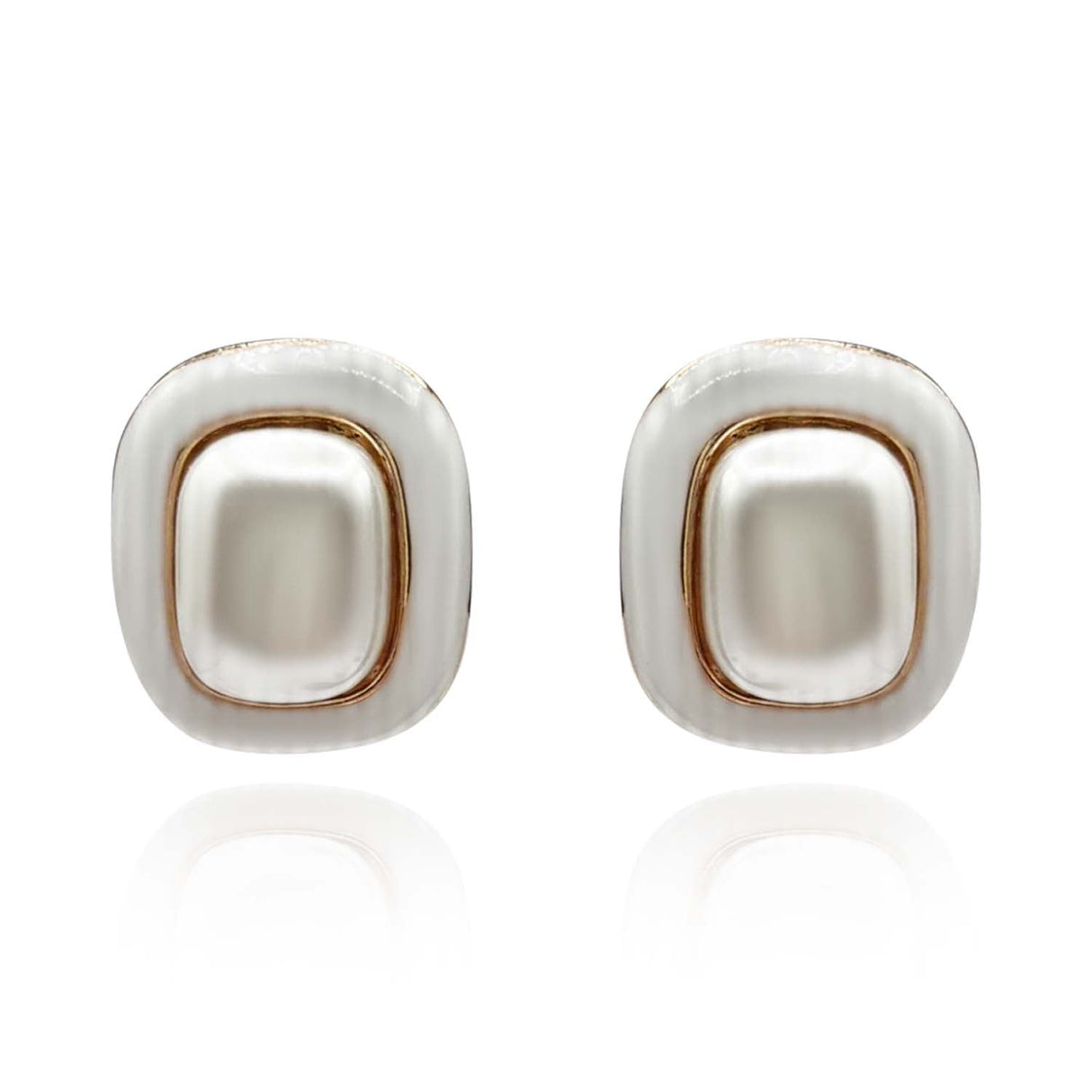 Belle Enamel and Pearl Clip on Earrings