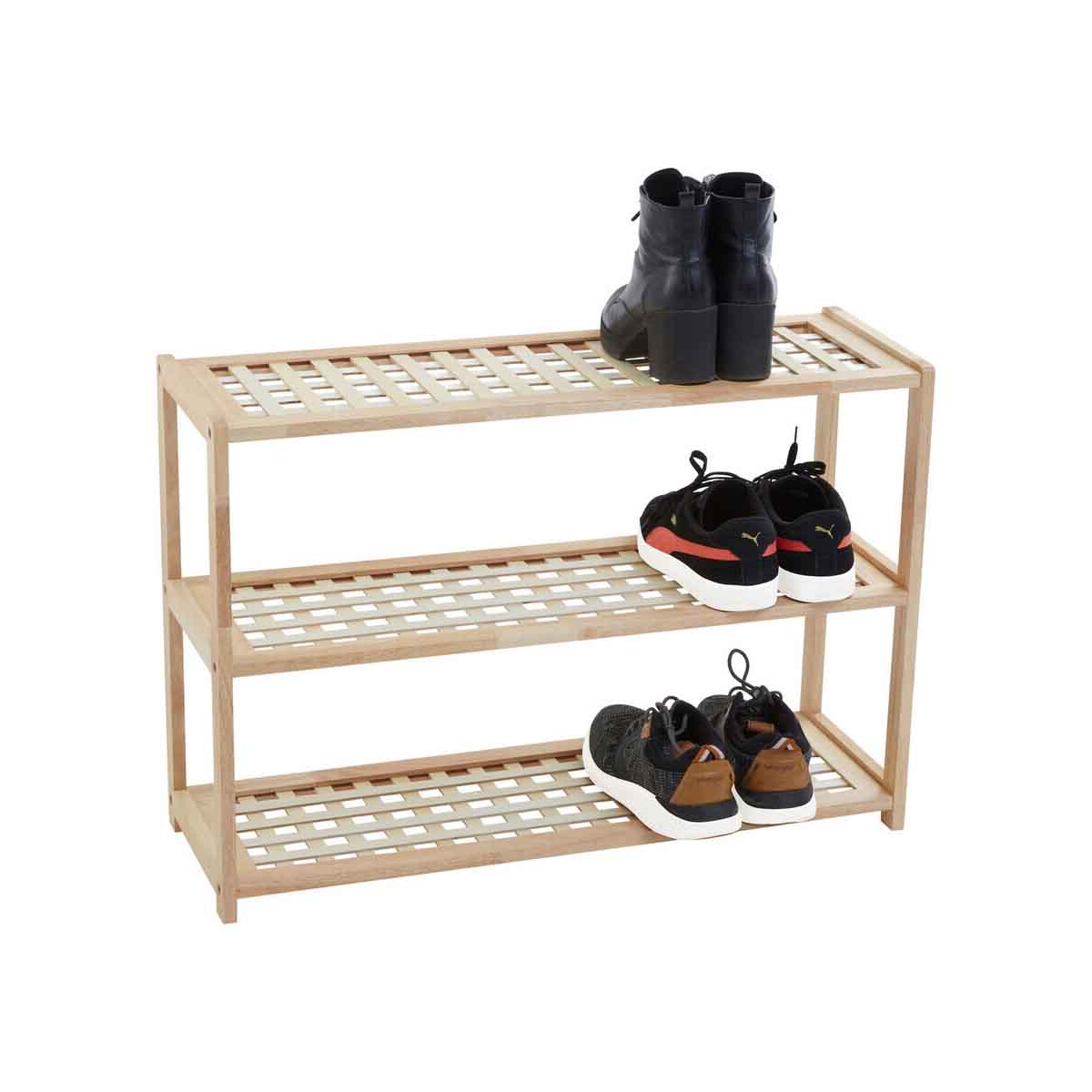 Parker Natural Wood 3 Tier Shoe Rack
