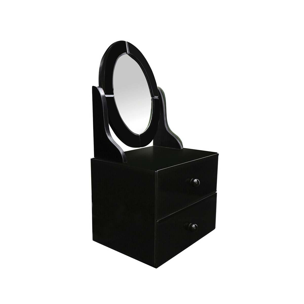 Gala Black Glass Vanity Mirror with Drawers
