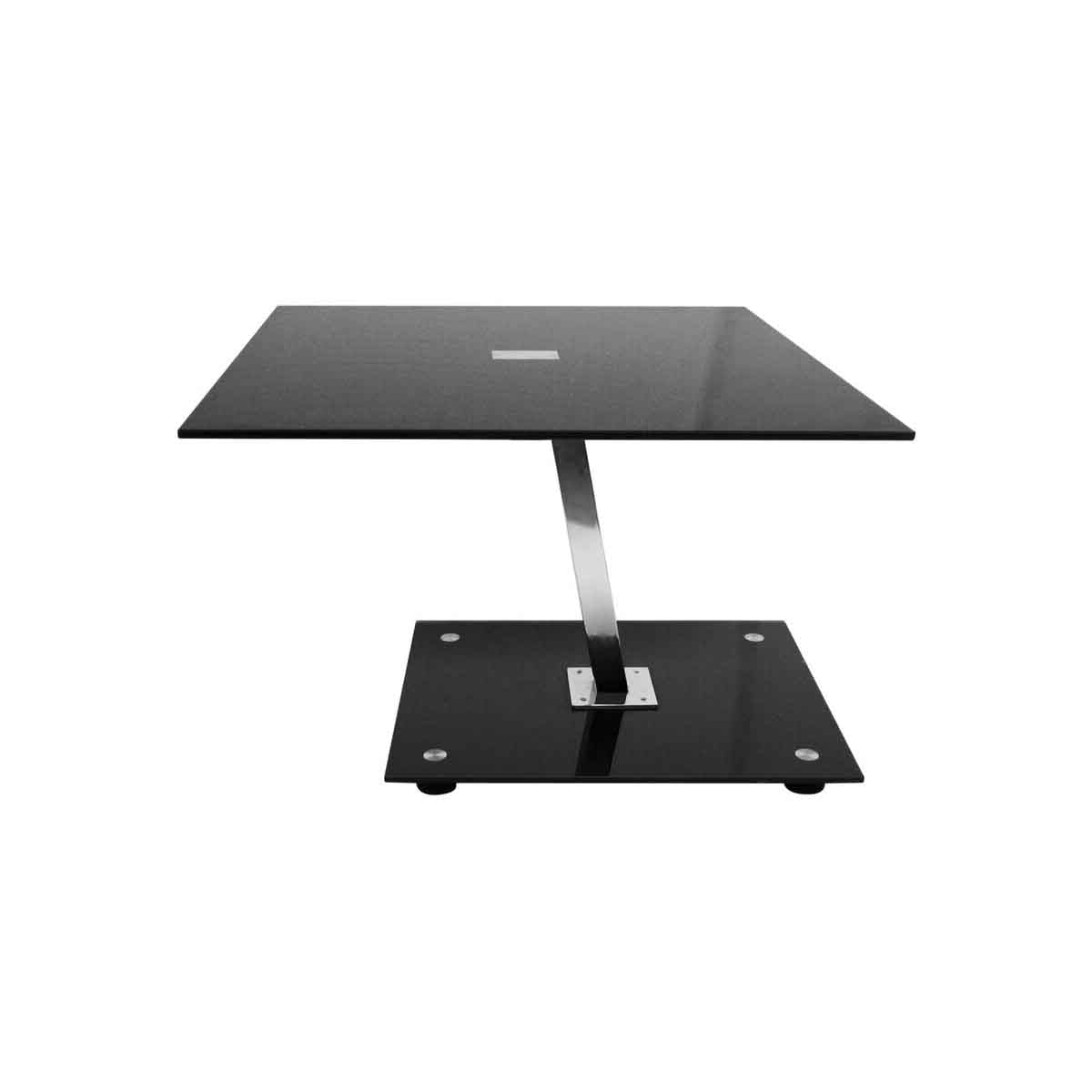 Black Tempered Glass Chrome Frame Top End Table