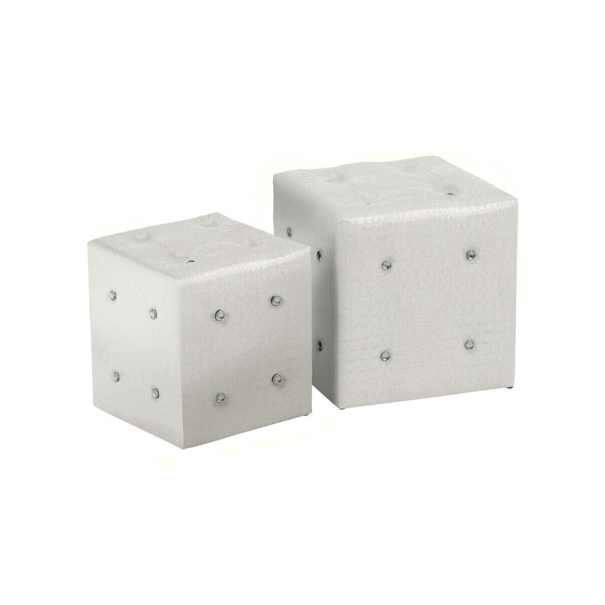 Carla Crocodile Leather Effect Off White Stools