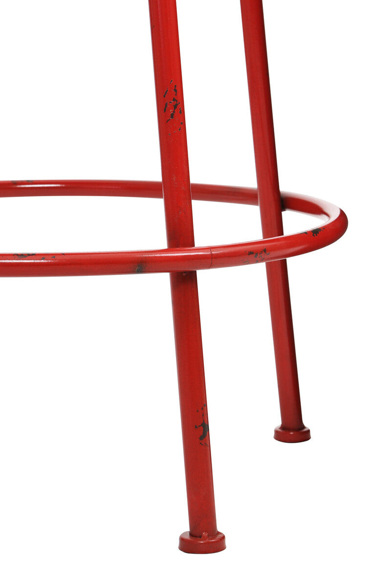 Artisan Red Metal Stool