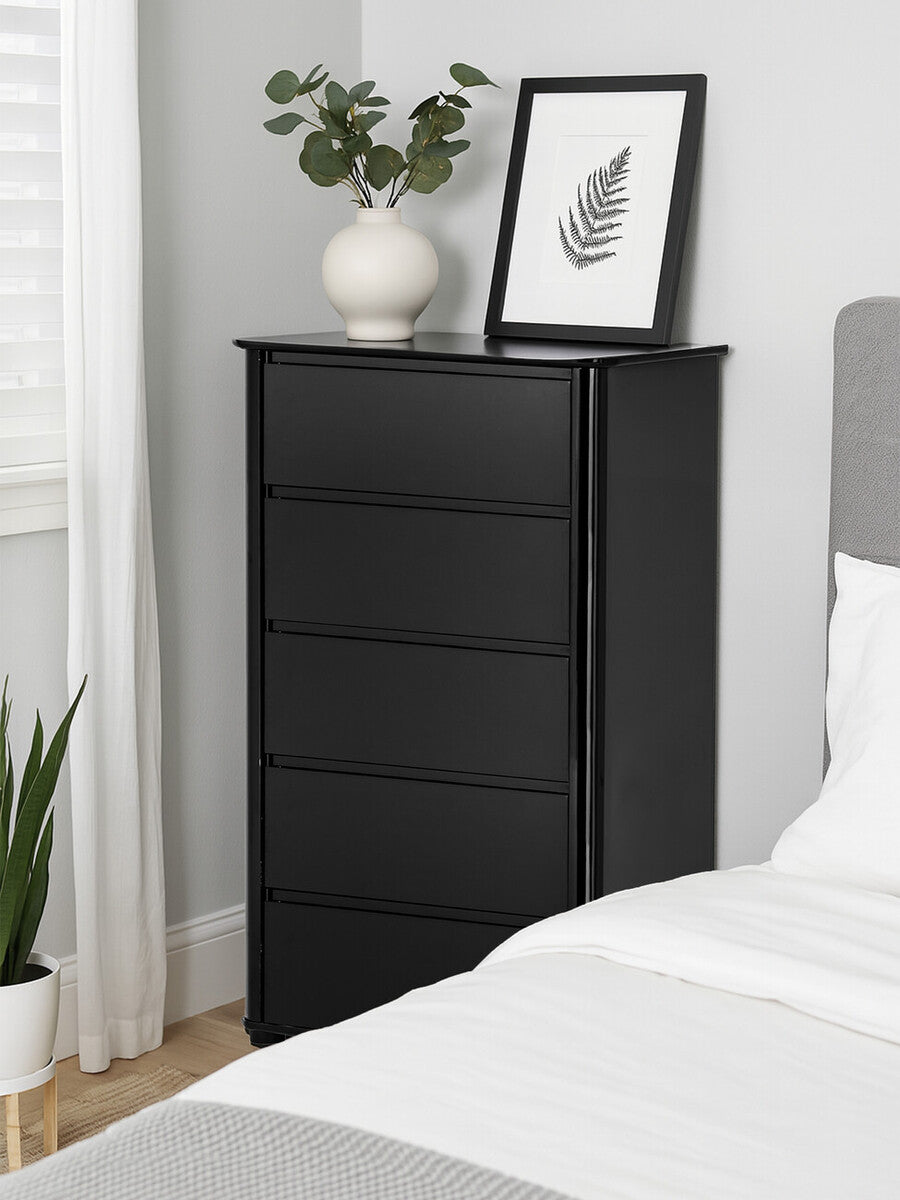 Moritz Black High Gloss 5 Drawer Chest