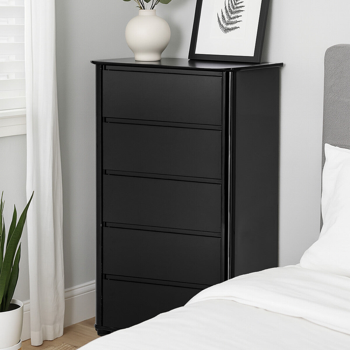 Moritz Black High Gloss 5 Drawer Chest
