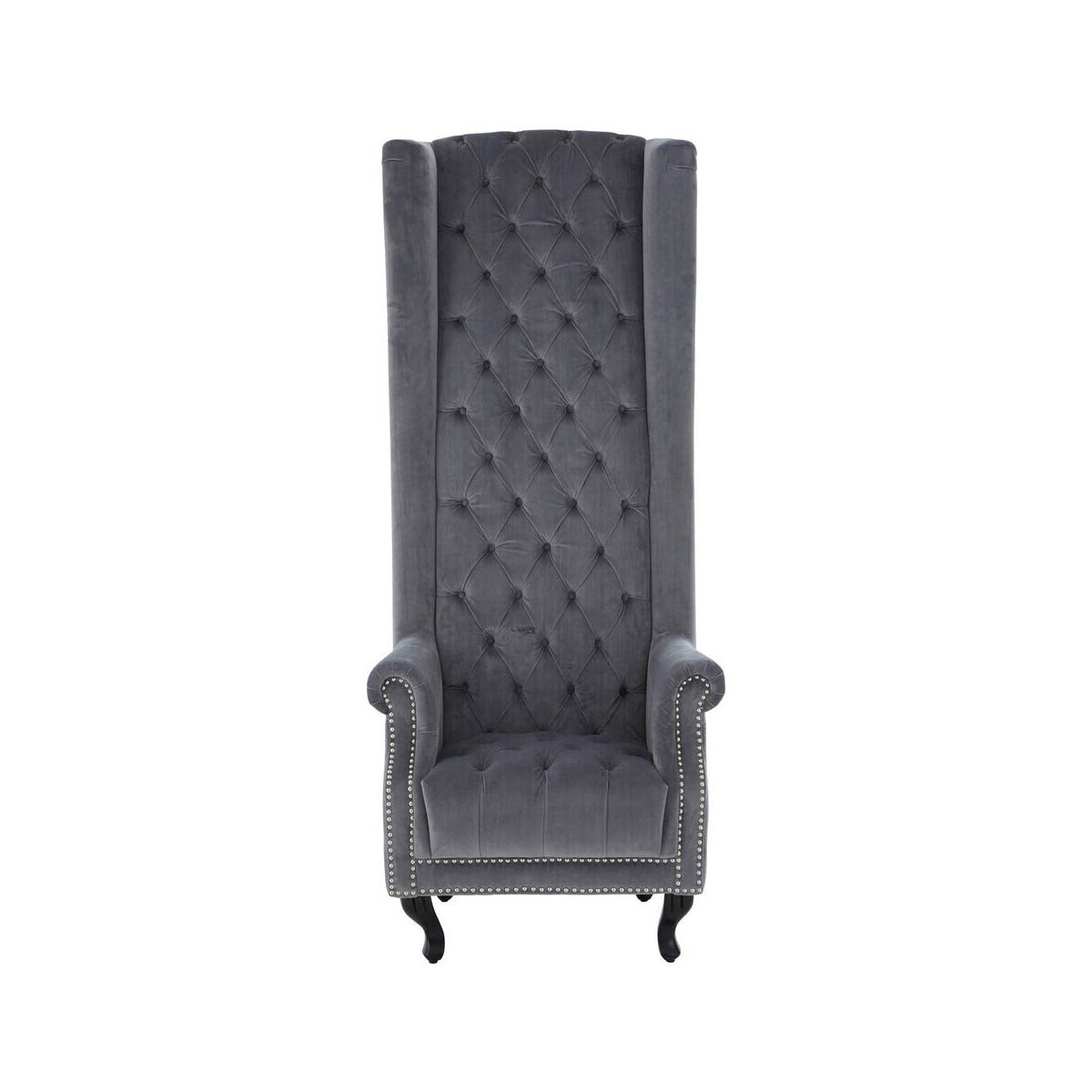 Regents Park Grey Velvet Tall Porter Chair
