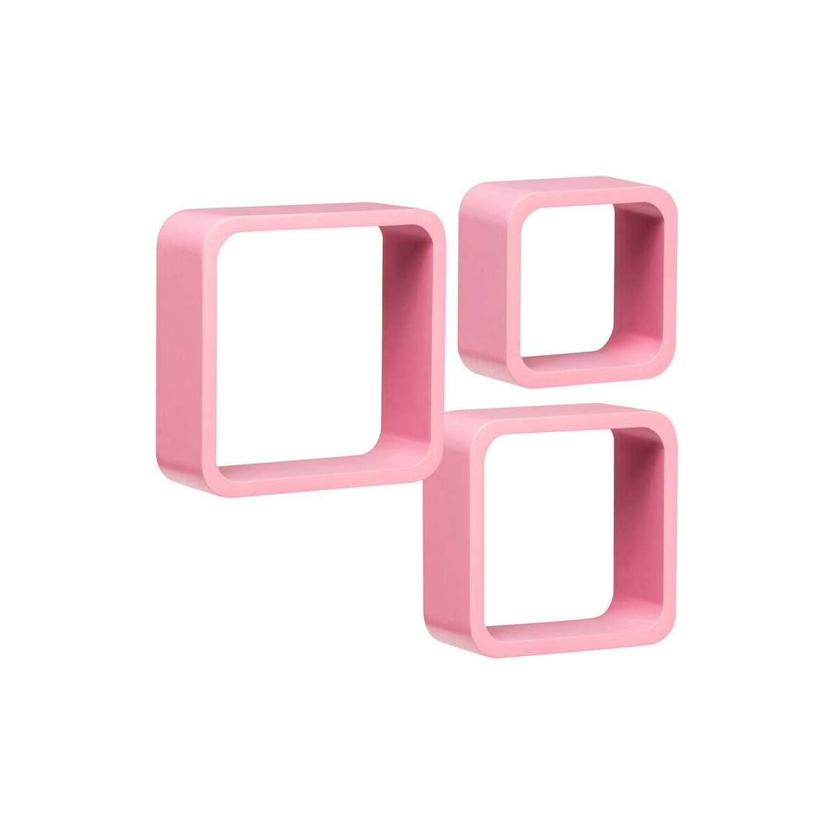 Set Of Three Pink Mdf Wall Cubes
