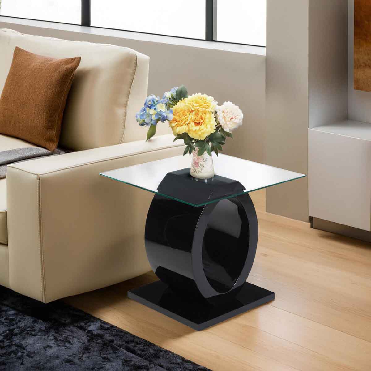 Halo O Shaped Side Table With Black Base