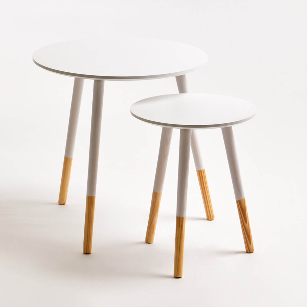 Set Of Two Viborg White Round Side Tables