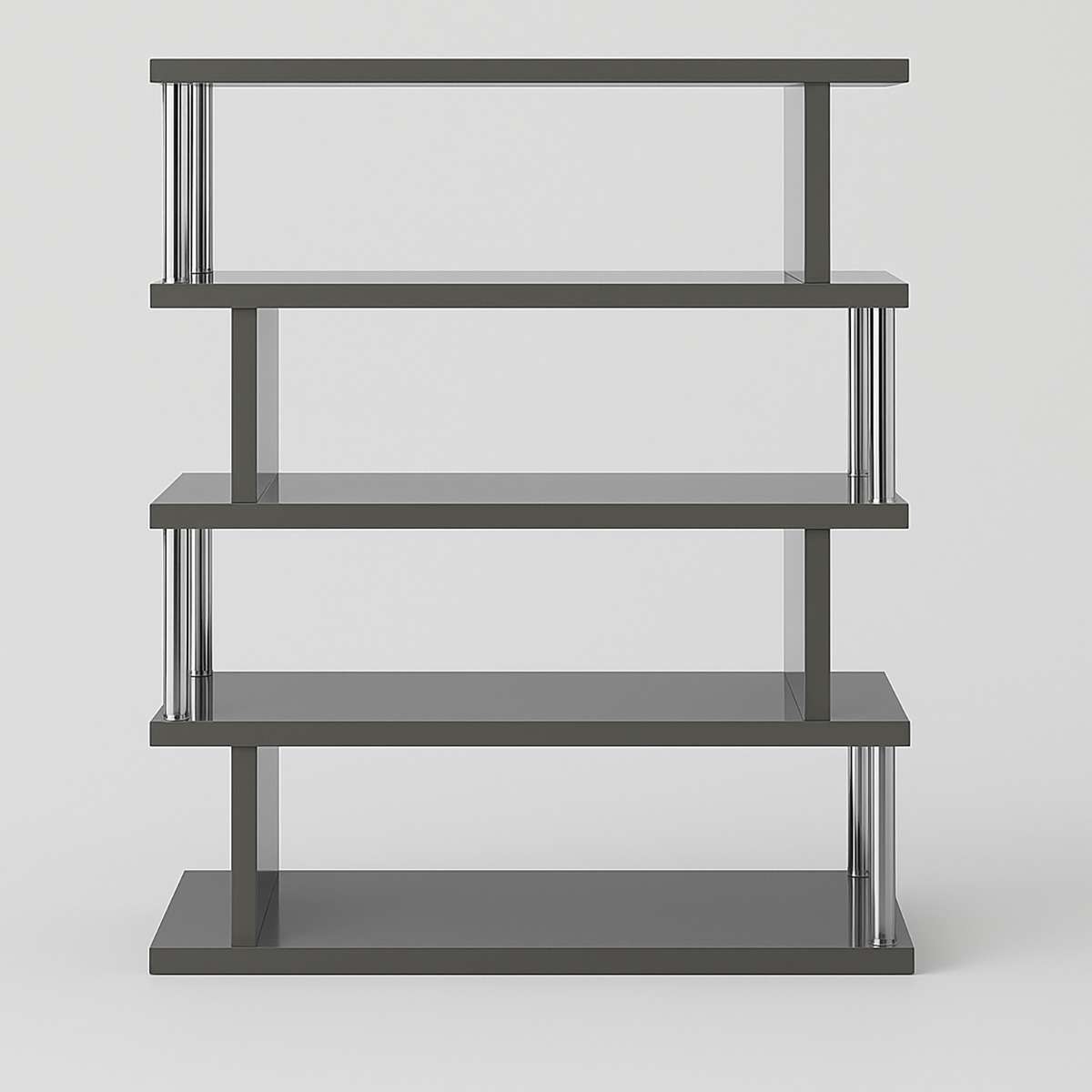 Maze 4 Tier Grey Gloss Shelf Unit