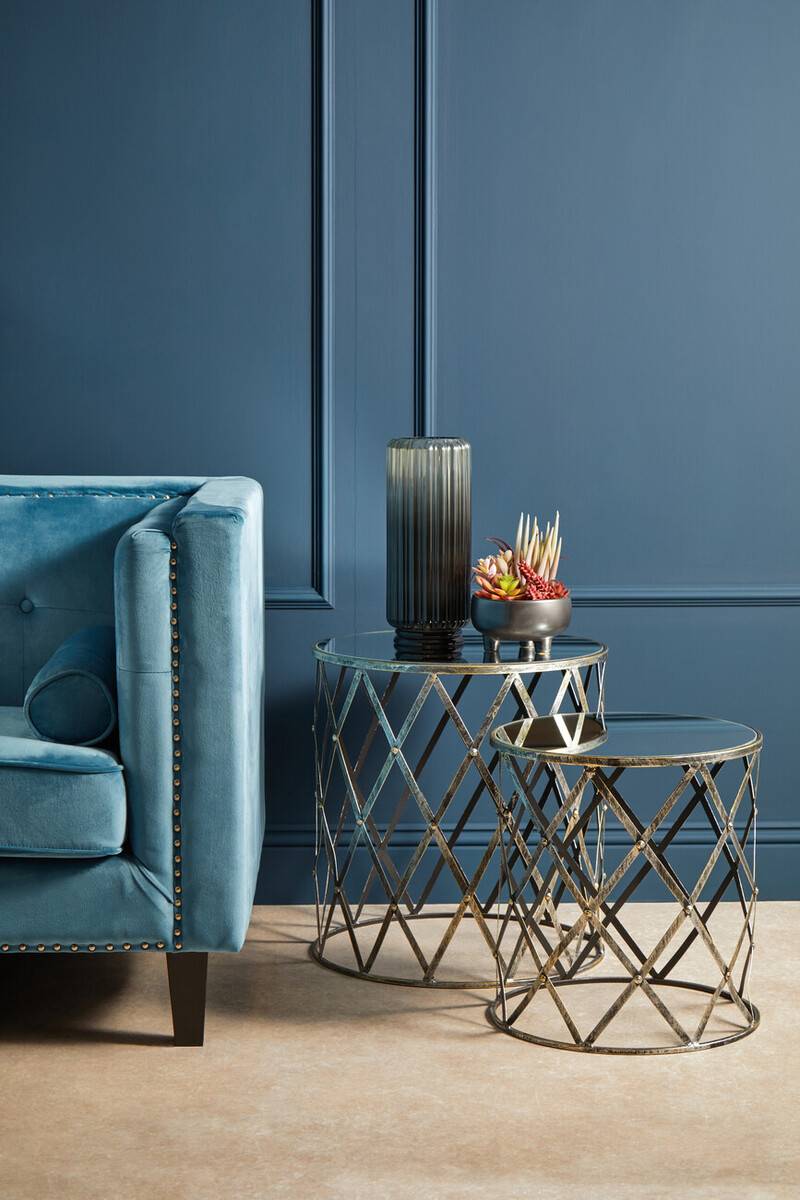 Avantis Set Of Two Diamond Design Silver Tables