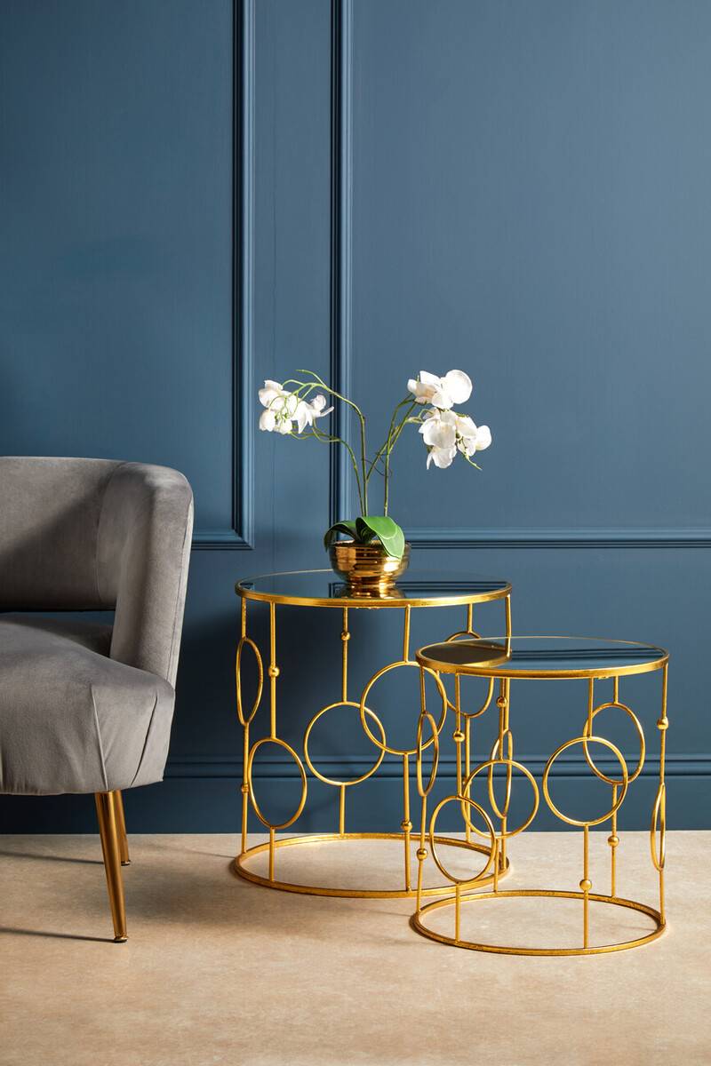 Avantis Set Of Two Gold Metal Tables