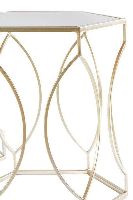 Avantis Set Of 2 Hexagon Champagne Finish Tables