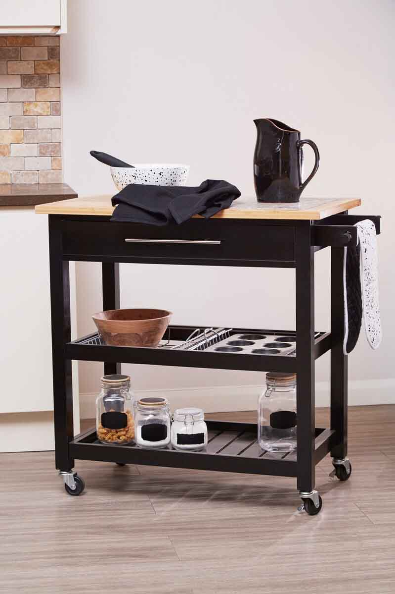 Harlow Glenn Wide Kitchen Trolley with Granite Top
