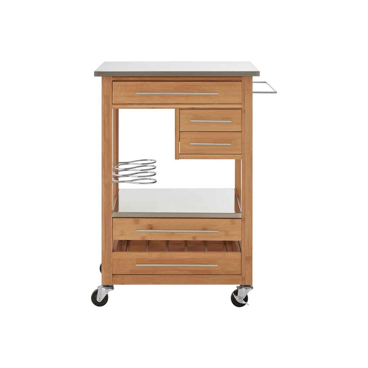 Harlow Bamboo Four Drawer Kitchen Trolley