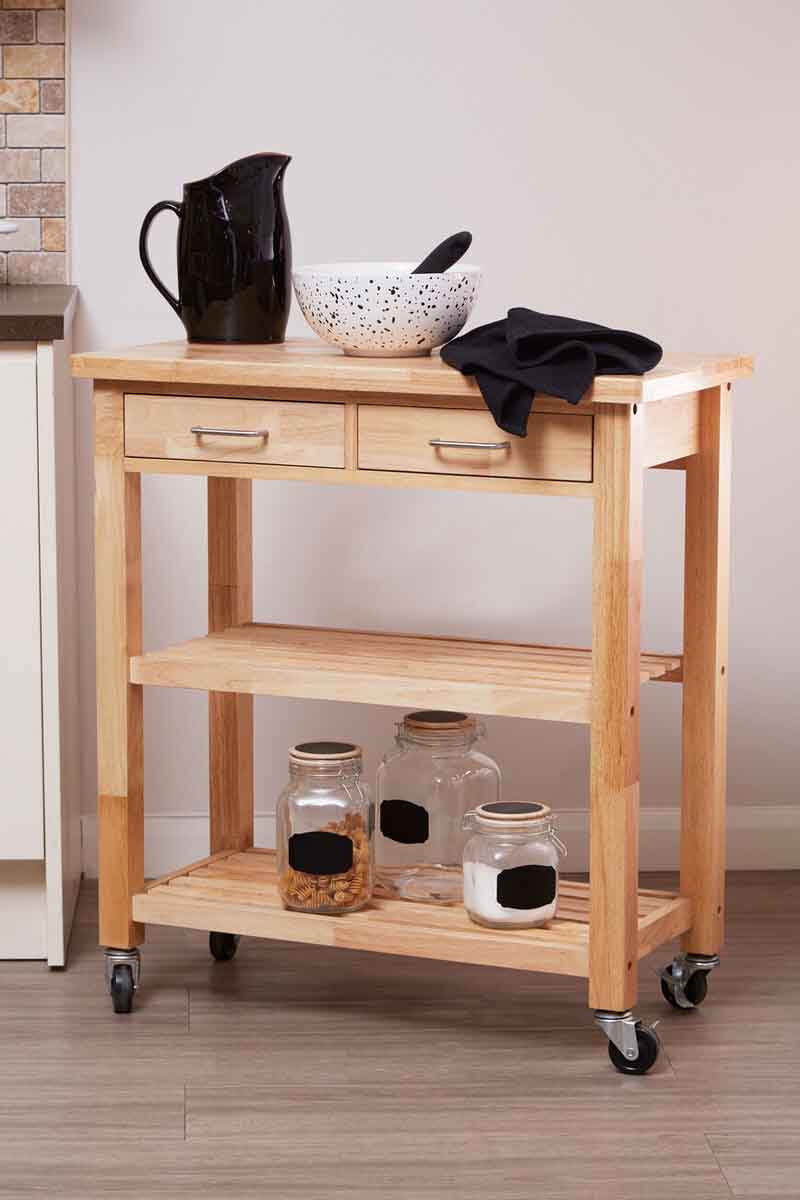 Harlow Glenn Tropical Hevea Wood Kitchen Trolley
