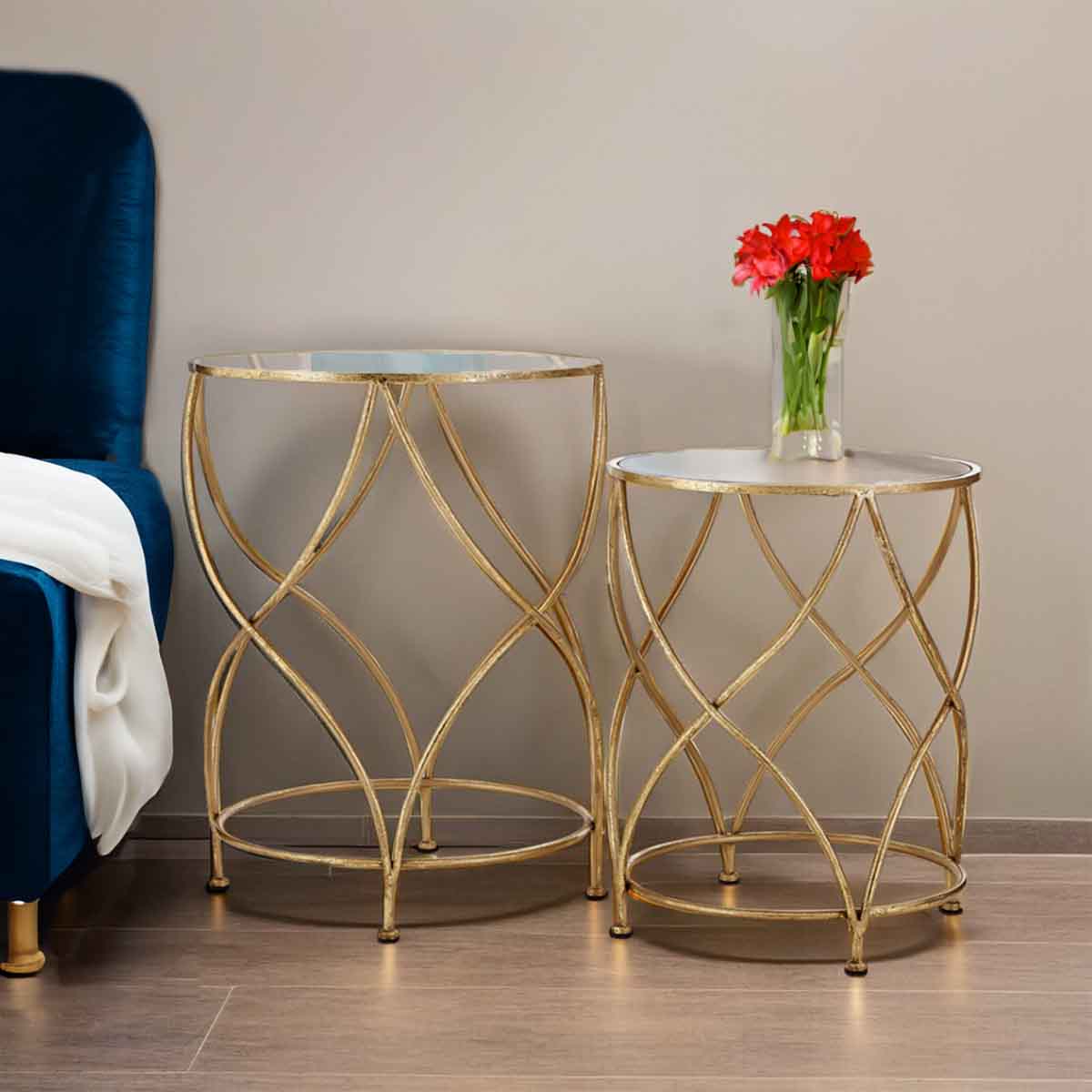 Marcia Mirrored Top Side Tables