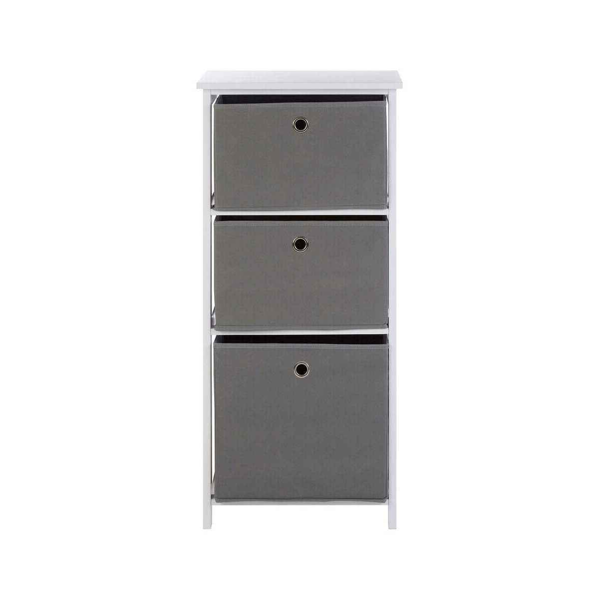 Lindo 3 Grey Fabric Drawers Cabinet