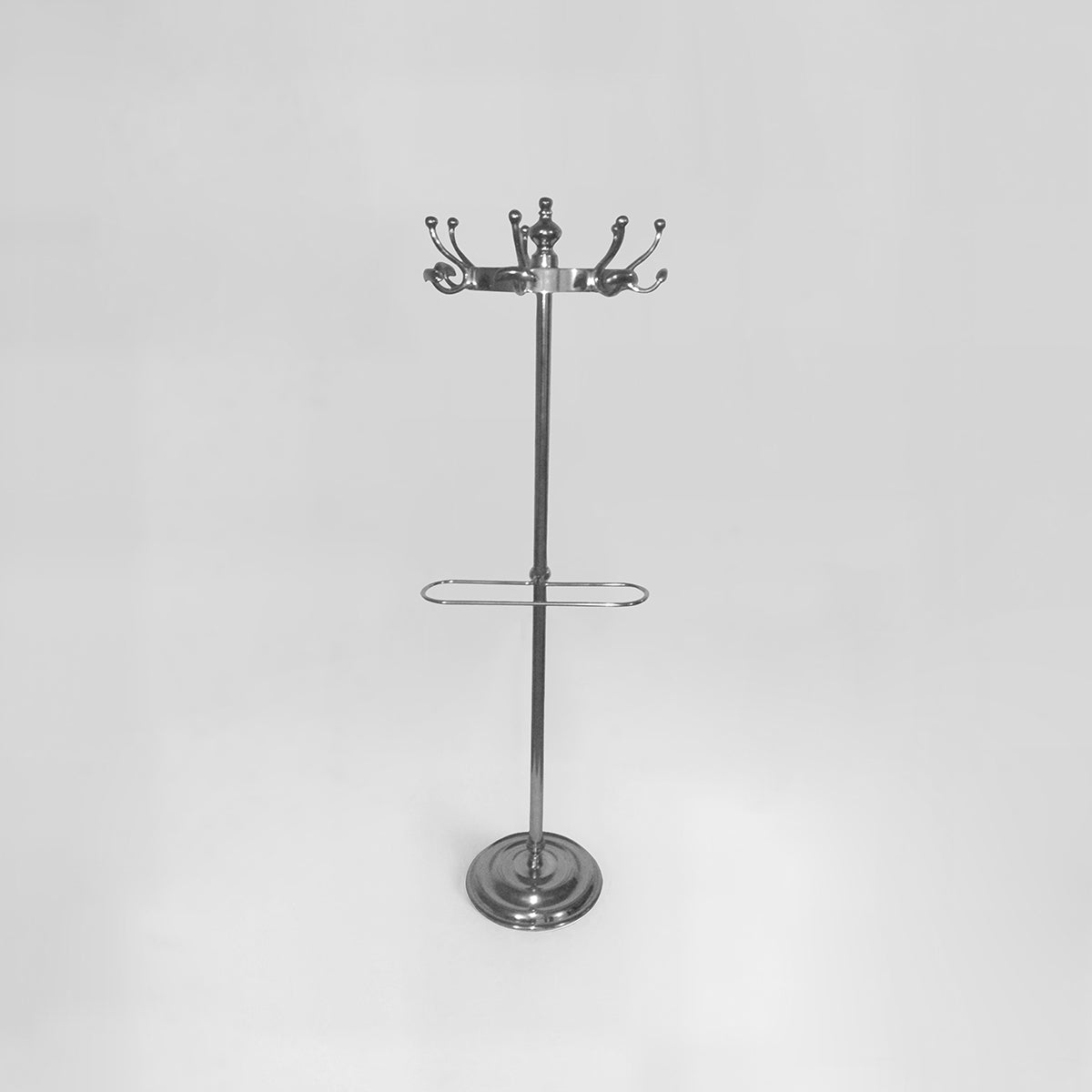 Arris Floor Standing Polished Aluminium Coat Stand.