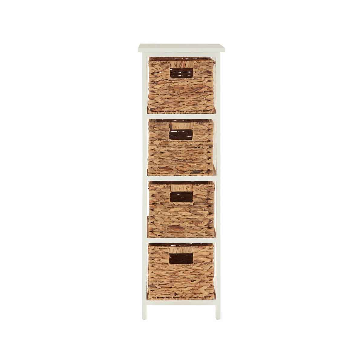 Padstow 4 Drawer White Hyacinth Storage Unit