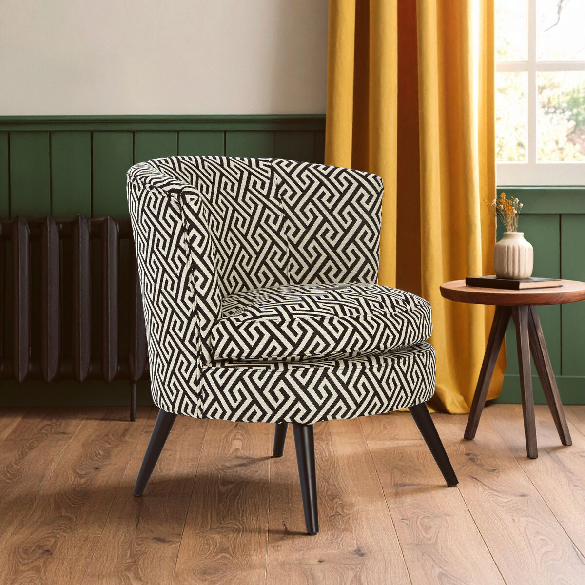 Regent Park Black And Beige Greek Key Round Armchair