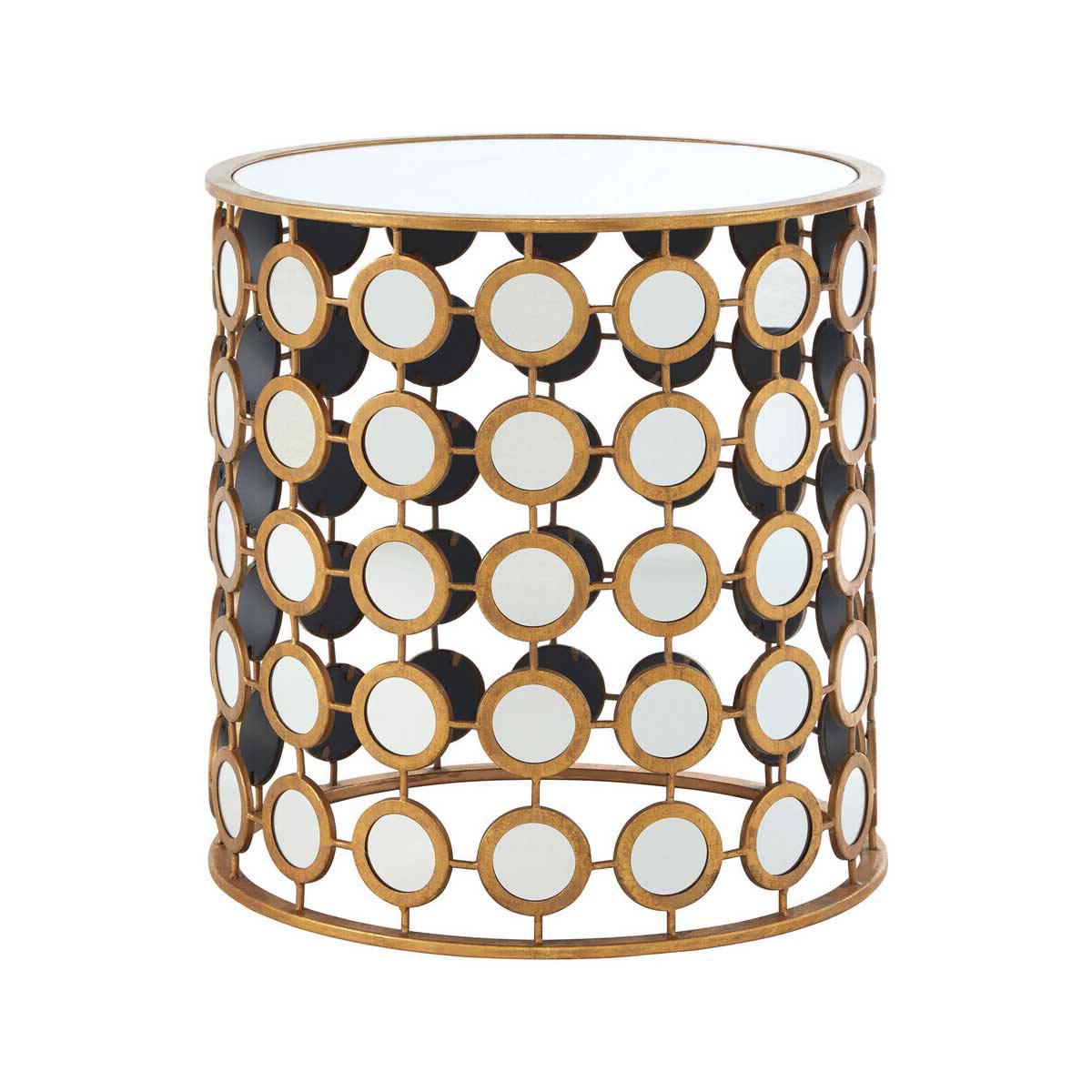 Zariah Gold Finish Mirror Side Table