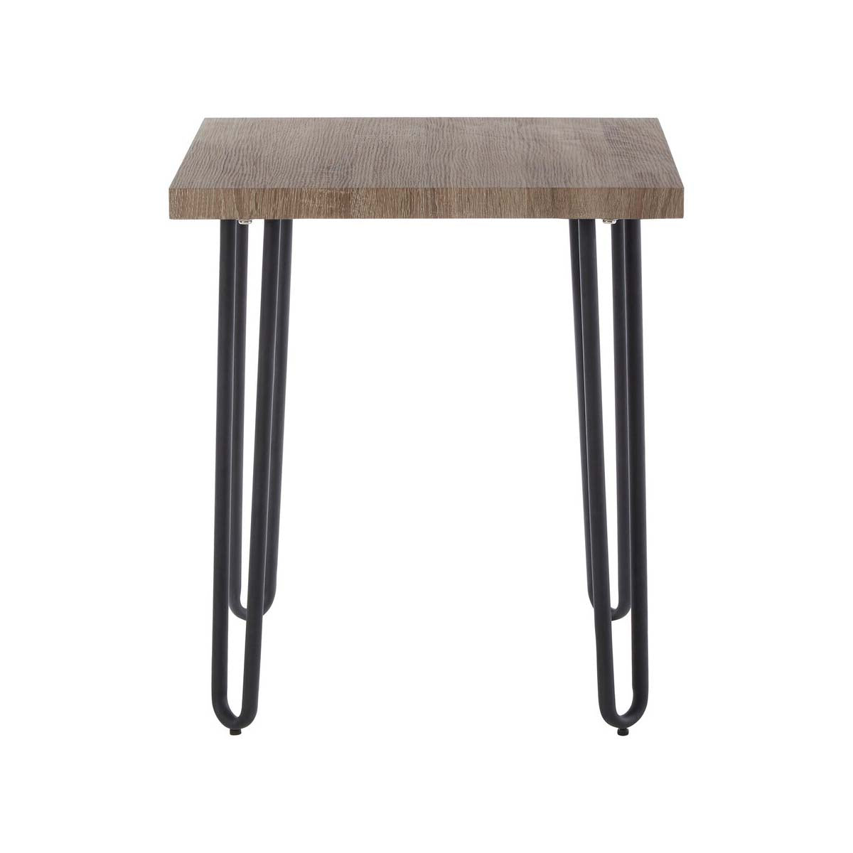 Borough Wooden Top Side Table With Hairpin Metal Legs