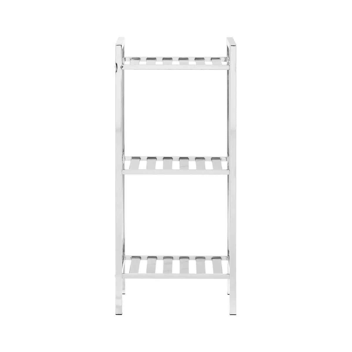 Dara 3 Tier Chrome Shelf Unit with Slatted Sides