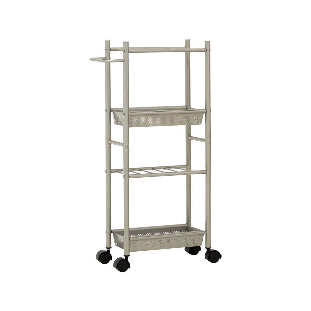 Dara 4 Tier Brush Nickel Trolley with 2 Baskets
