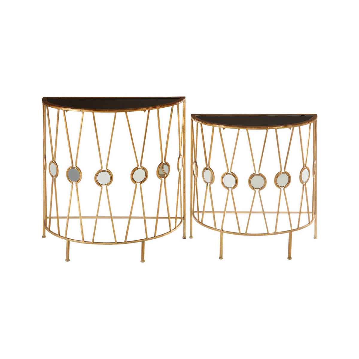 Faiza Set Of 2 Cross Design Console Tables