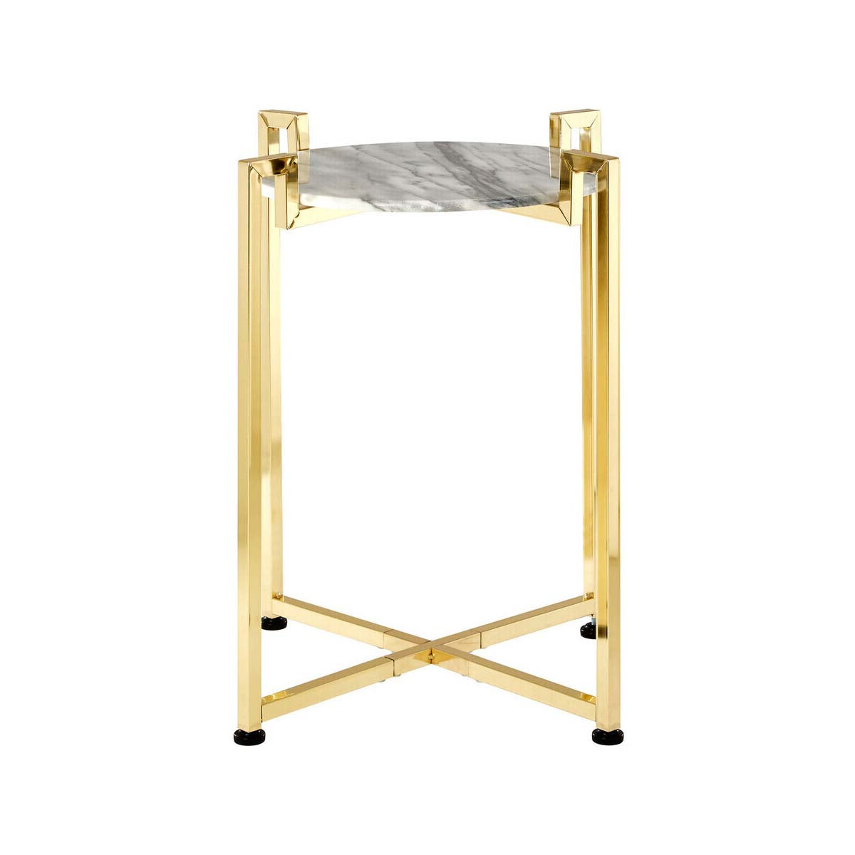 Cibal White Marble Side Table With Warm Gold Base