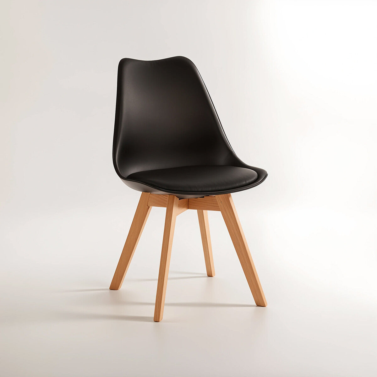 Stockholm Black Chair With Cushion And Beech Wood Legs