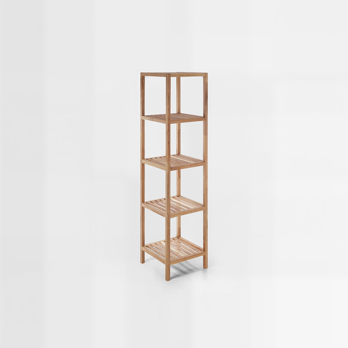 ARLA 5 Tier Walnut Wood Bathroom Shelf Unit