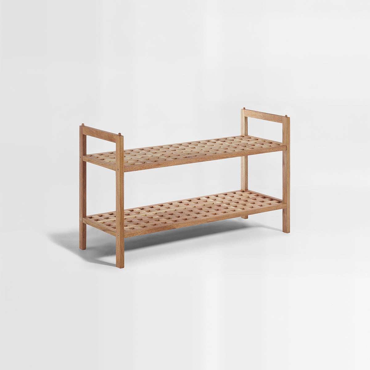 ARLA 2 Tier Grid Design Wooden Shoe Rack