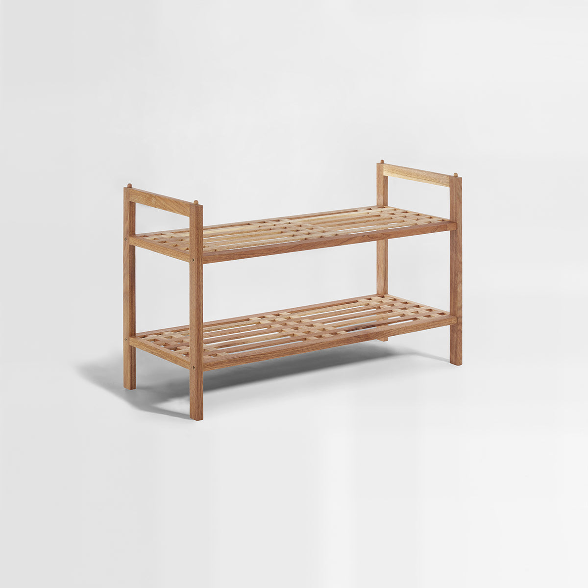 Arla 2 Tier Stackable Walnut Wood Shoe R