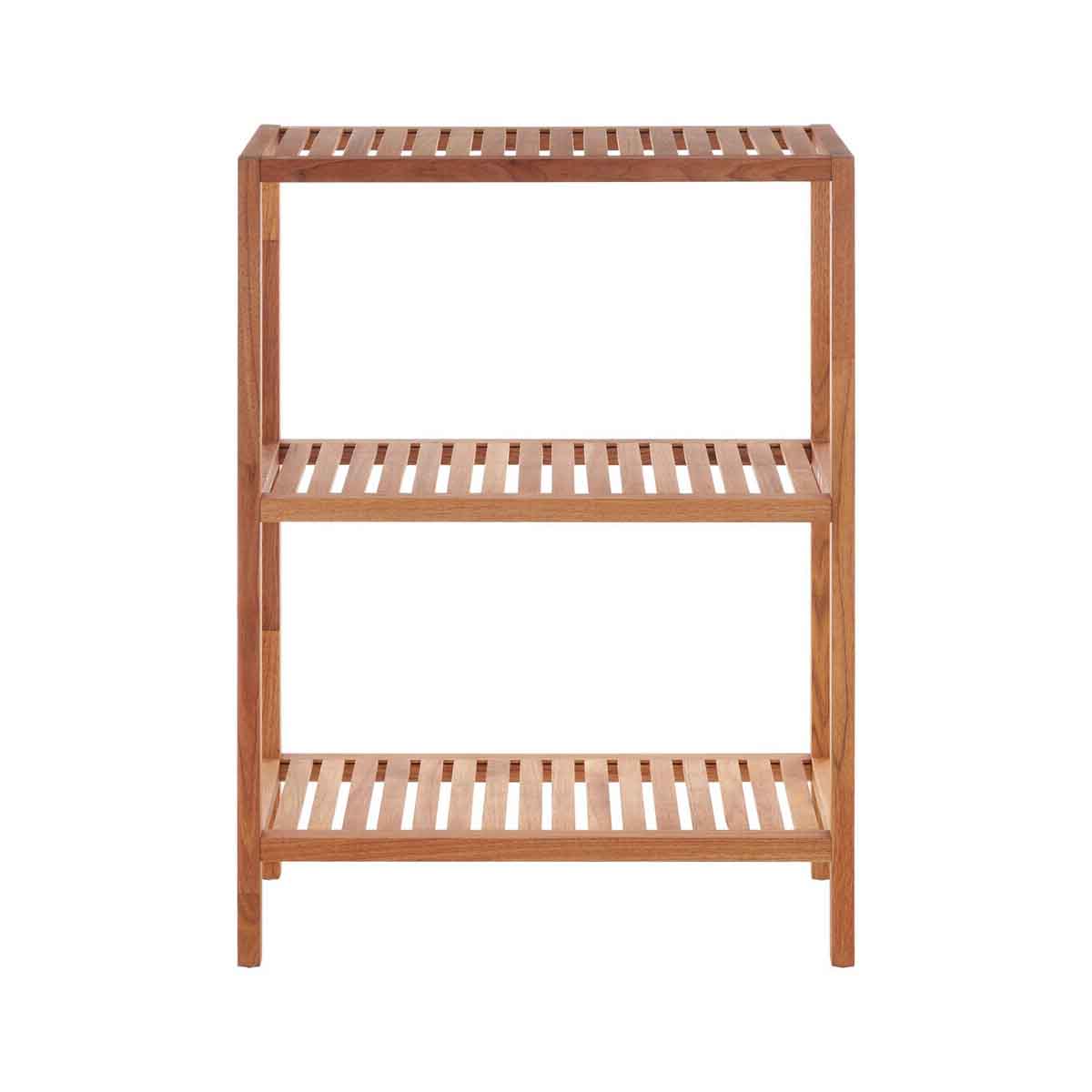 Arla 3 Tier Walnut Wood Bathroom Shelf Unit