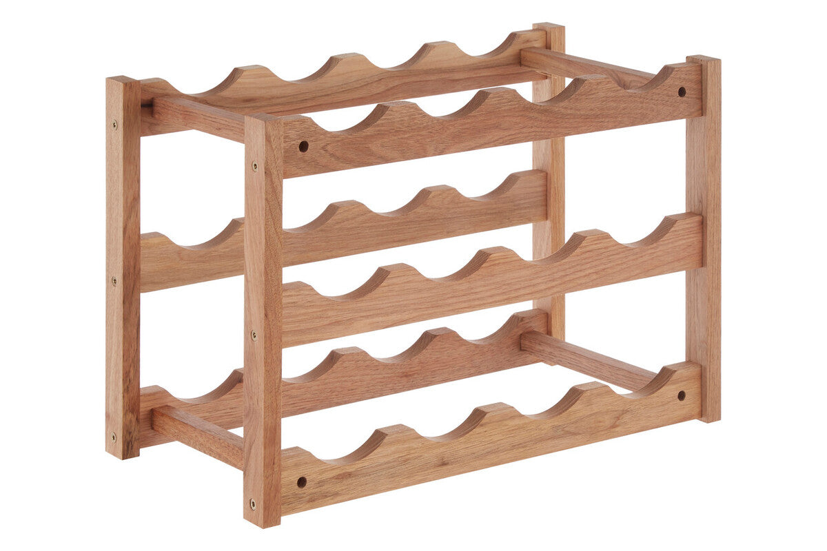ARLA 3 Tier Walnut Wood Wine Rack