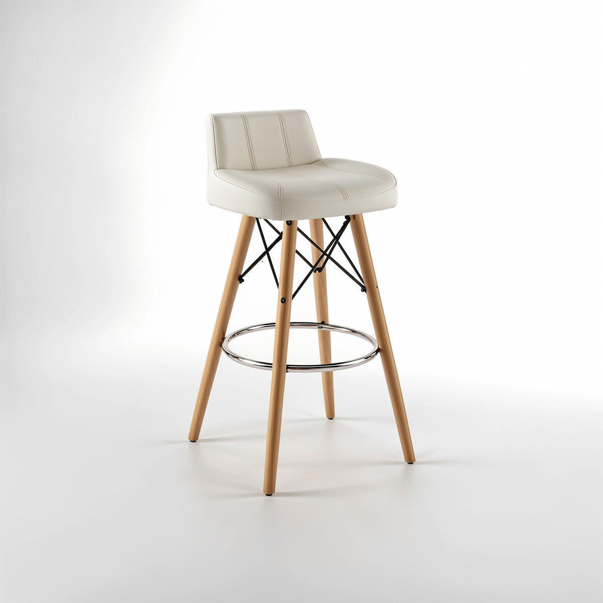 Stockholm White Leather Effect Bar Stool