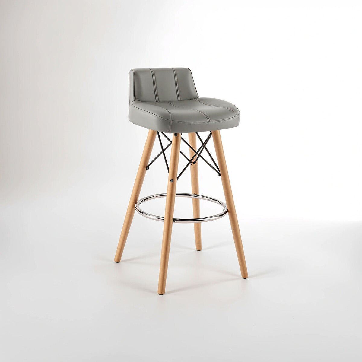 Stockholm Grey Leather Effect Bar Stool