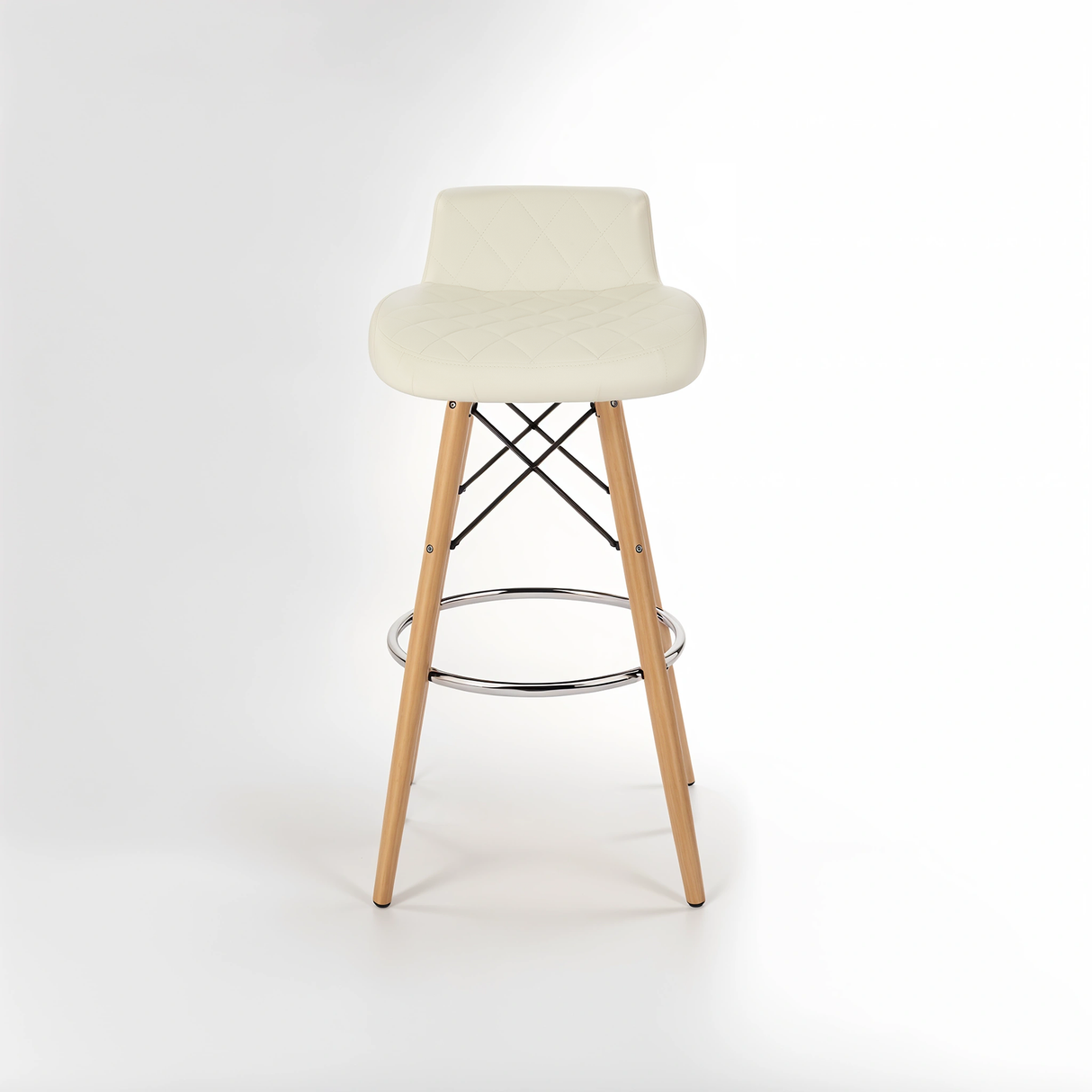 Stockholm White Leather Effect Seat Bar Stool