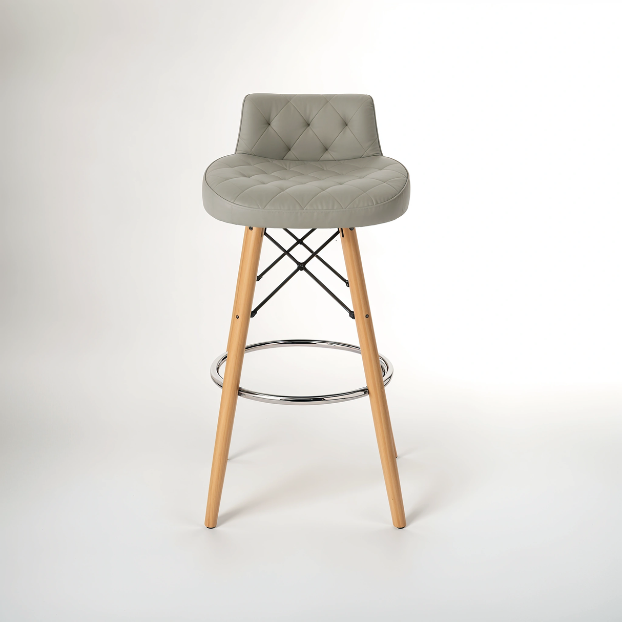 Stockholm Grey Leather Effect Seat Bar Stool