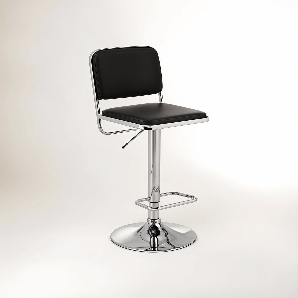 Stockholm Black Seat And Chrome Base Bar Stool