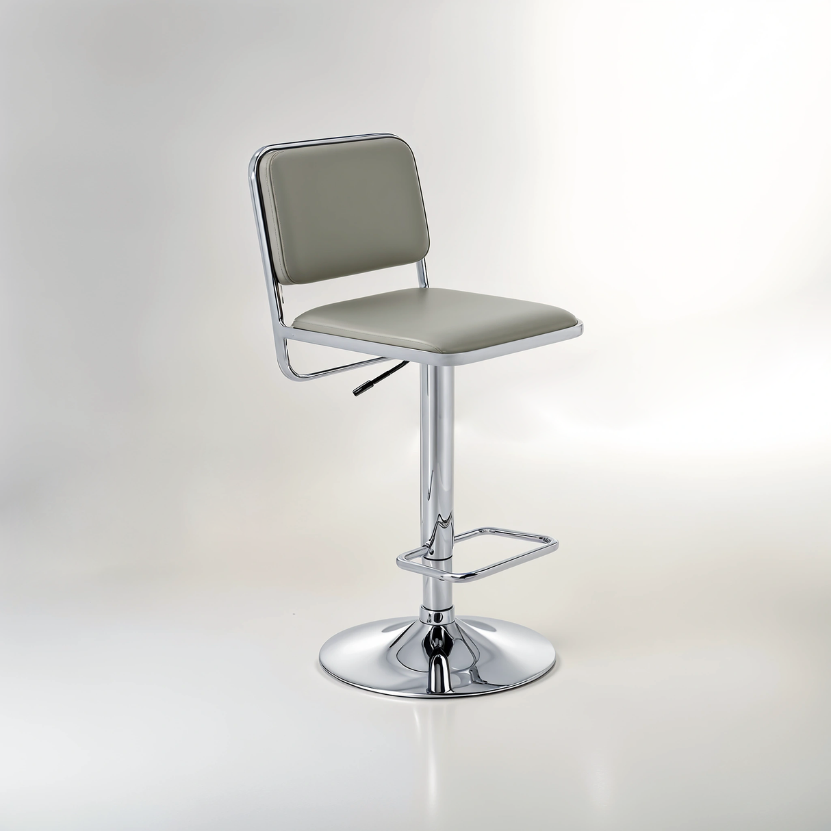 Stockholm Light Grey Seat And Chrome Base Bar Stool
