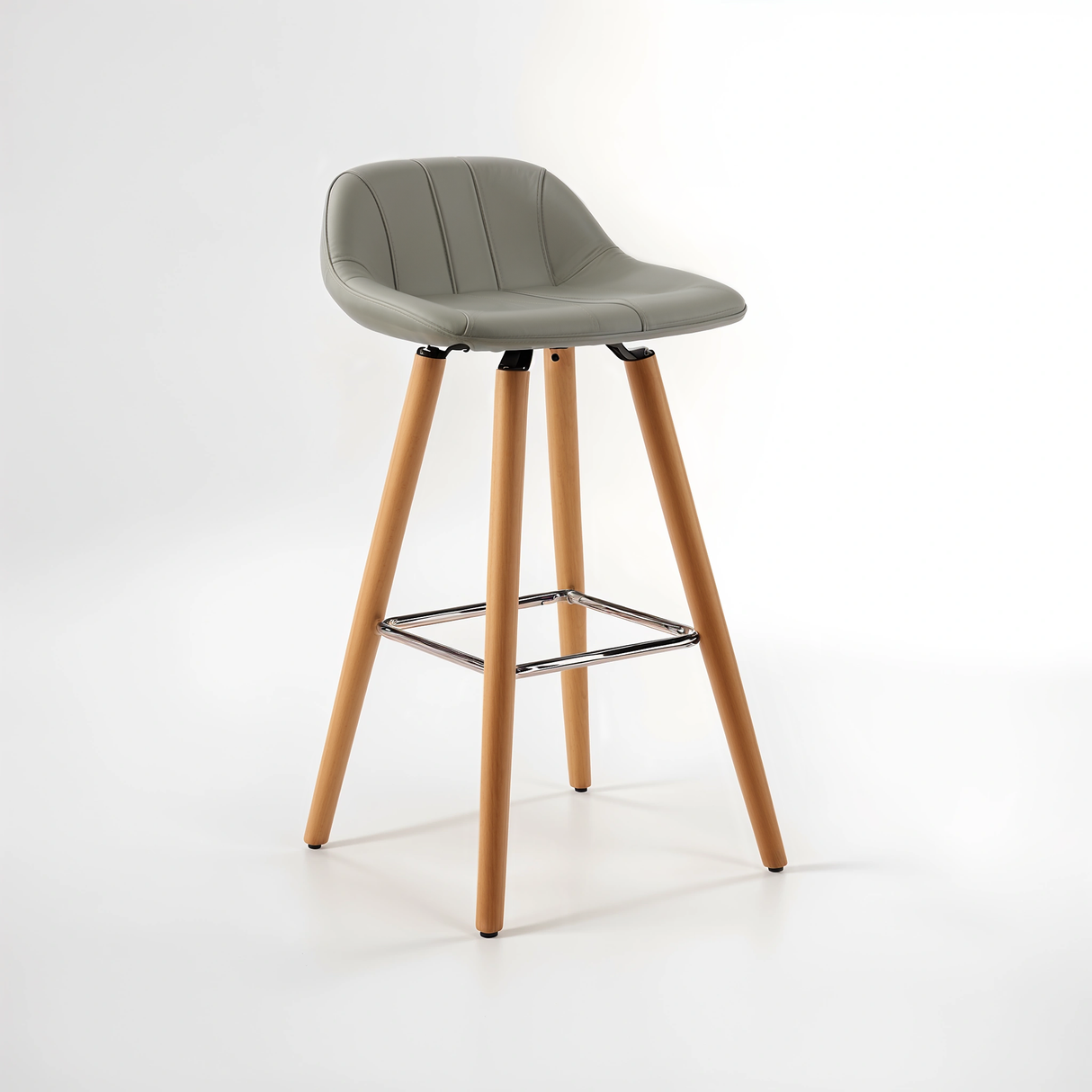 Stockholm Grey Faux Leather Bar Stool