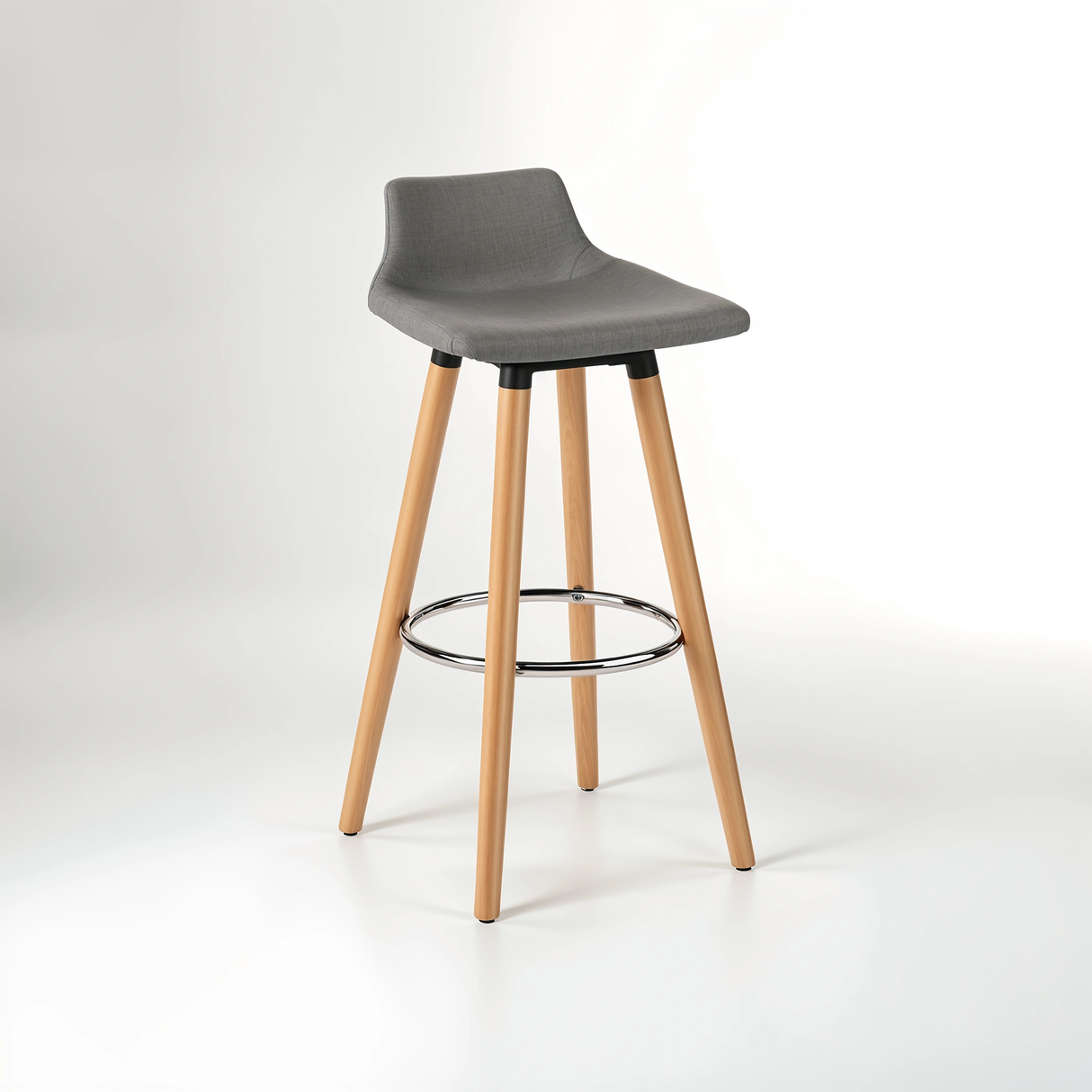 Stockholm Grey Bar Stool with Beechwood Legs