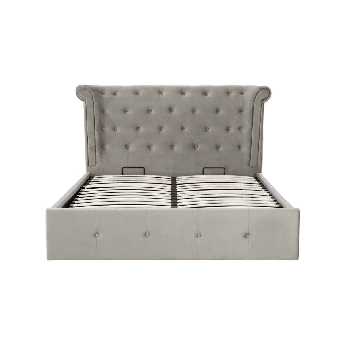 Edison Grey Brushed Velvet Ottoman King Bed