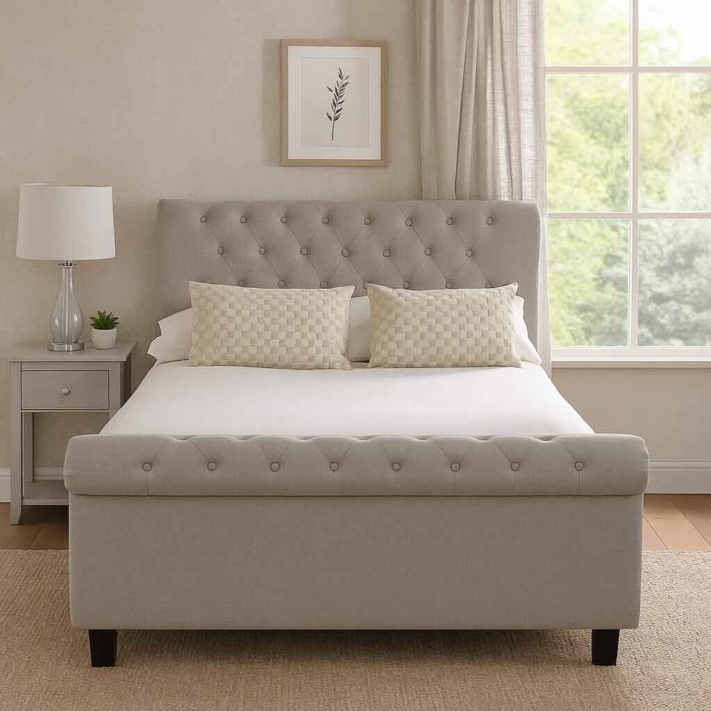 Orlando Light Grey Ottoman Double Bed