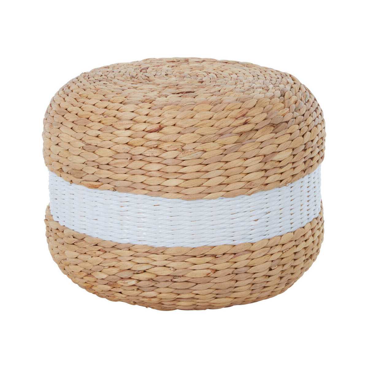 Ashby  Seagrass Pouffe with White Stripe.
