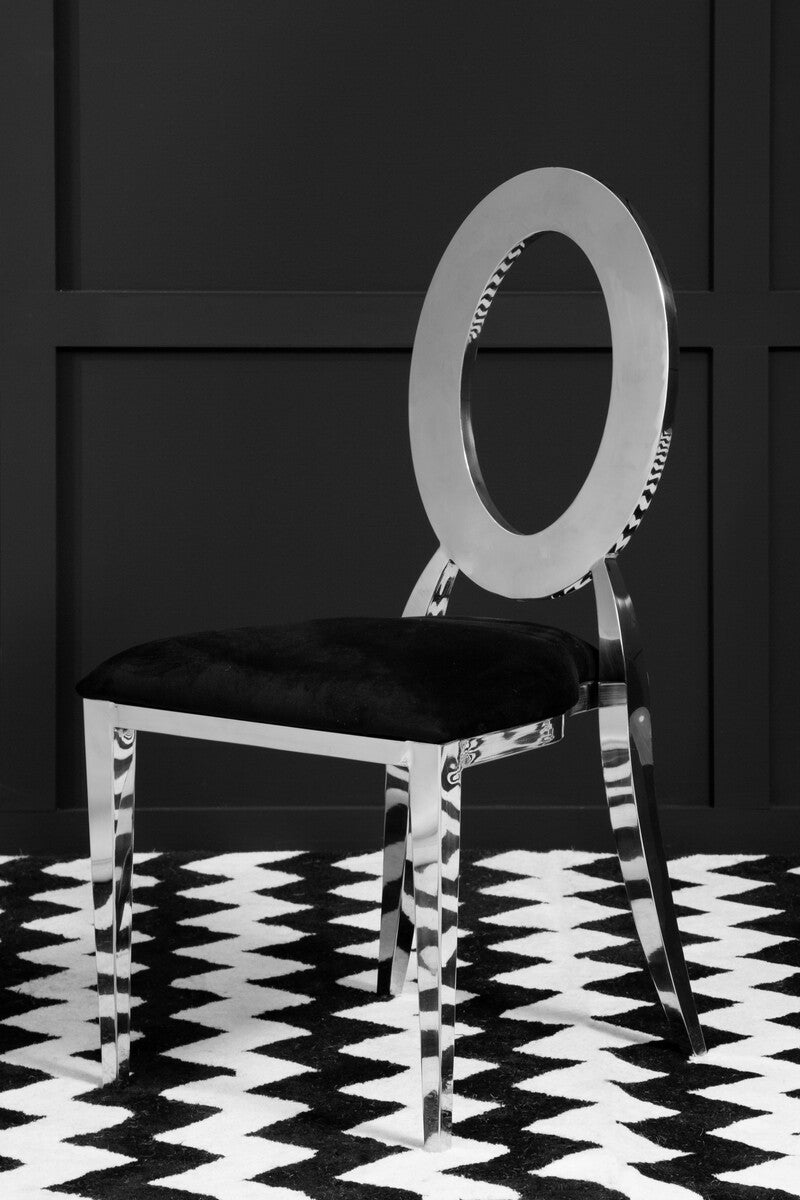 Sarita Stackable Silver Frame Dining Chair